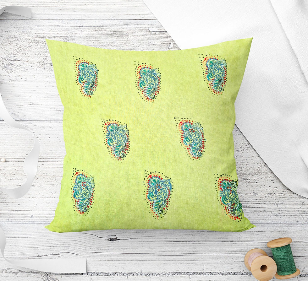 Cushion Cover with Block Painting Cotton Fabric Pillow cover