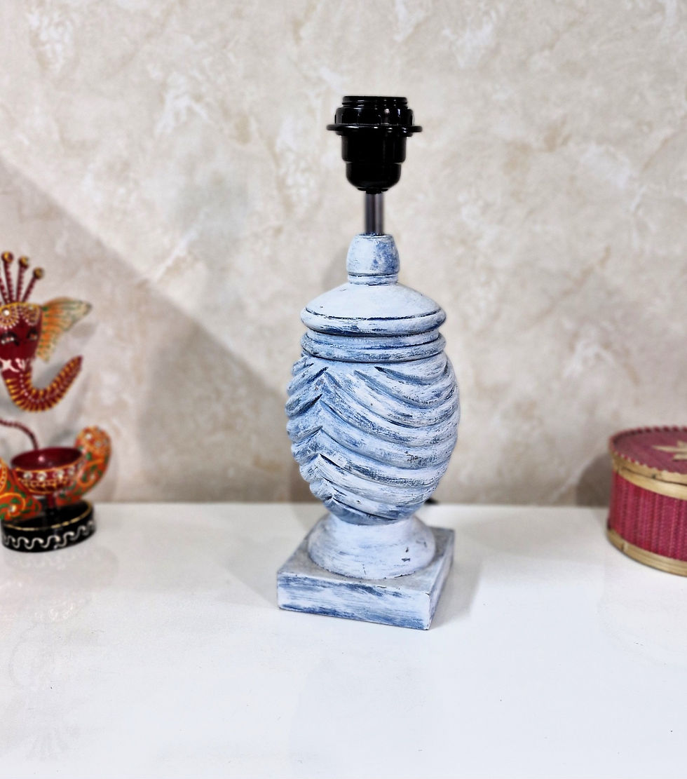 Thumbnail: Lamp with Curls Design hand carved (MintWhite Colour)