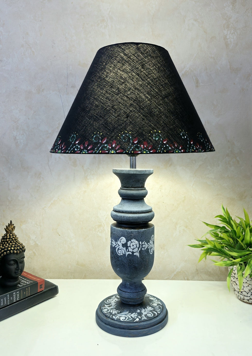 Thumbnail: Lamp with Rajsi style hand carved stone finish hand painted