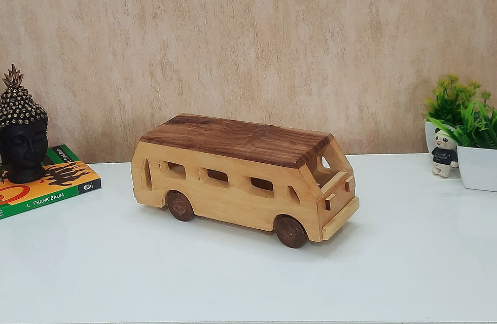 Wooden Bus Toy hand crafted in India made up of medicinal wood movable