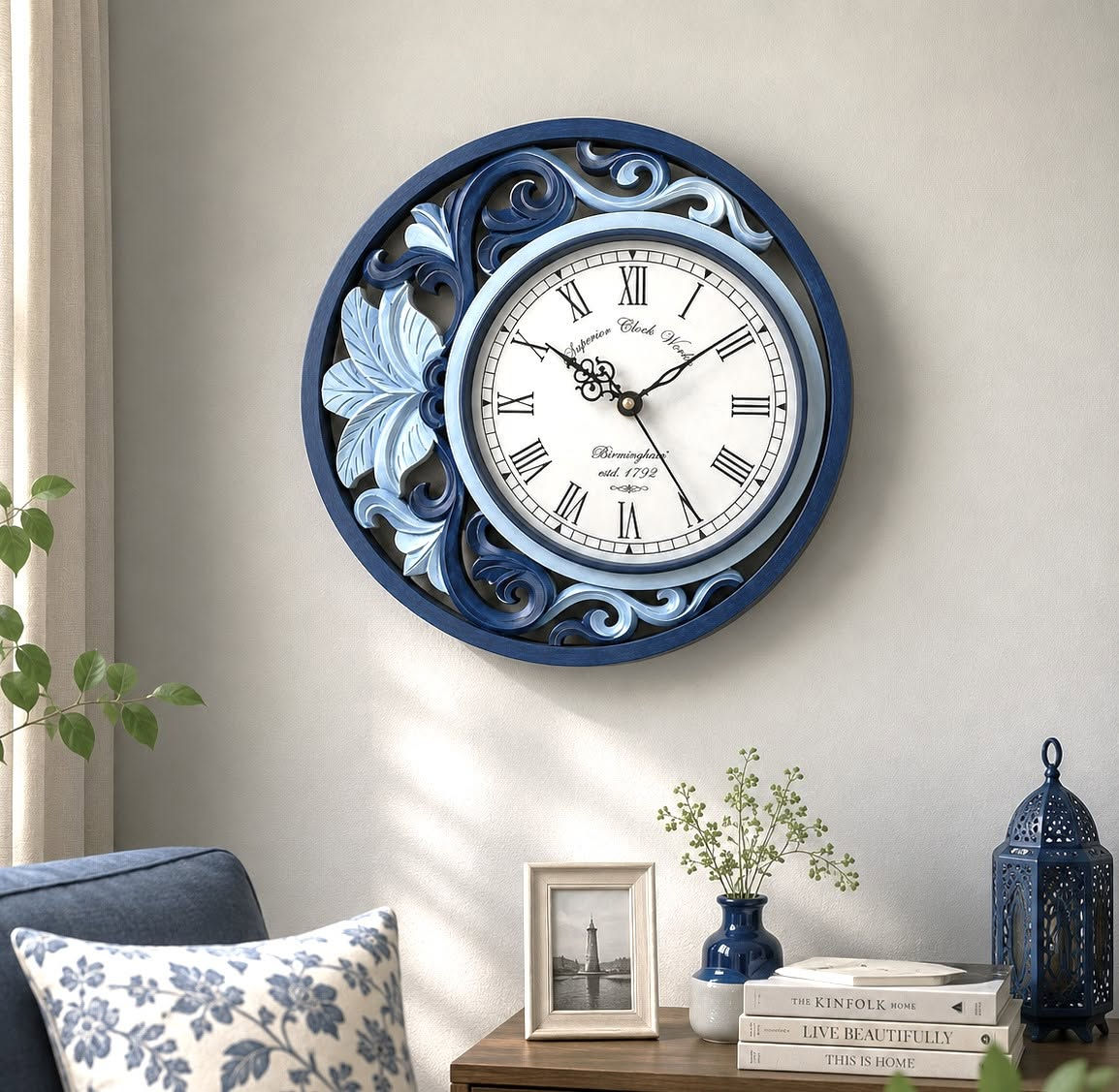 Chaand Zameen Par Wall Clock Home Decor Wooden Hand carved