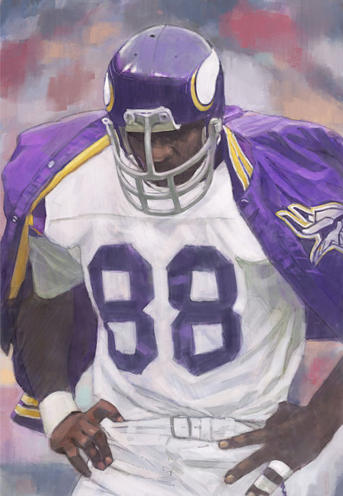 Illustration of Alan Page, retro football art style