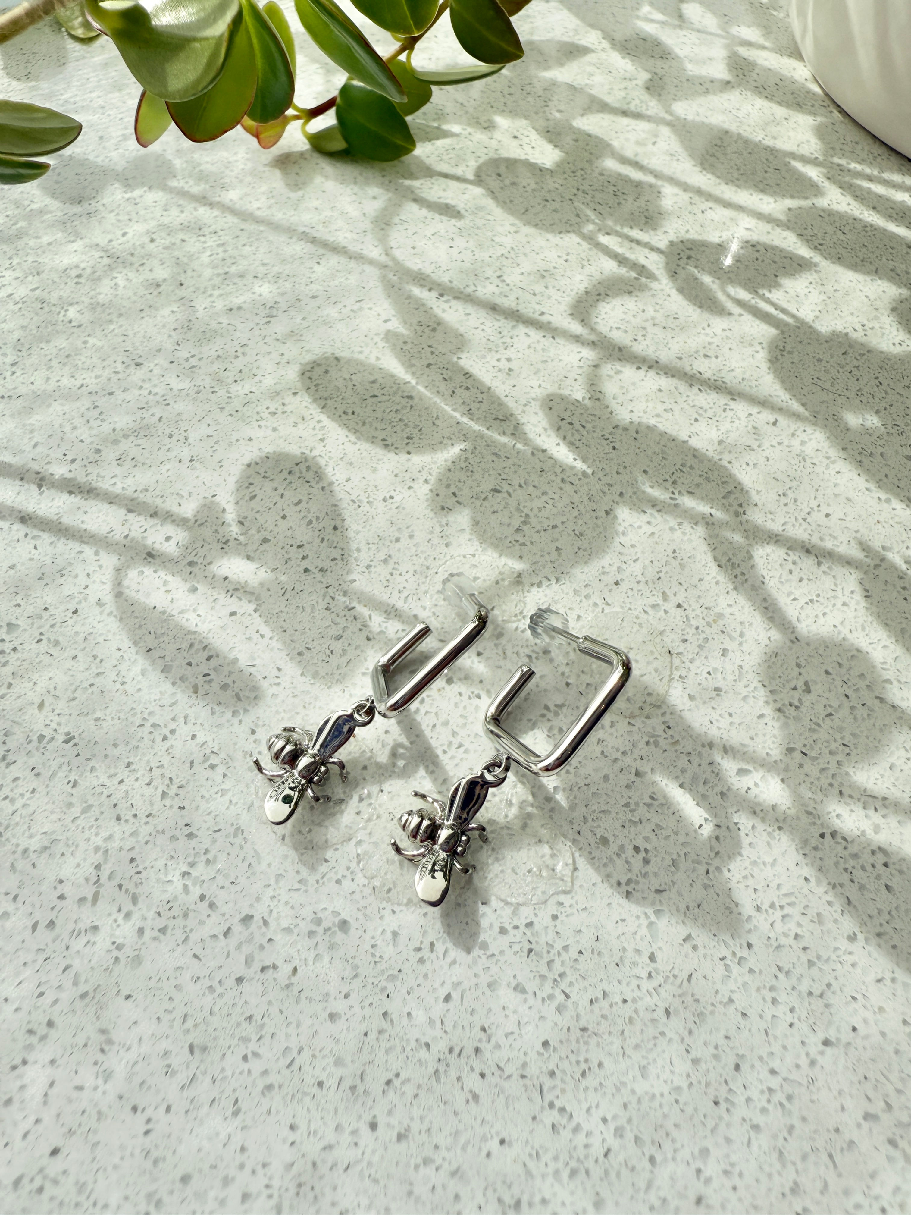 Silver Bee Earrings