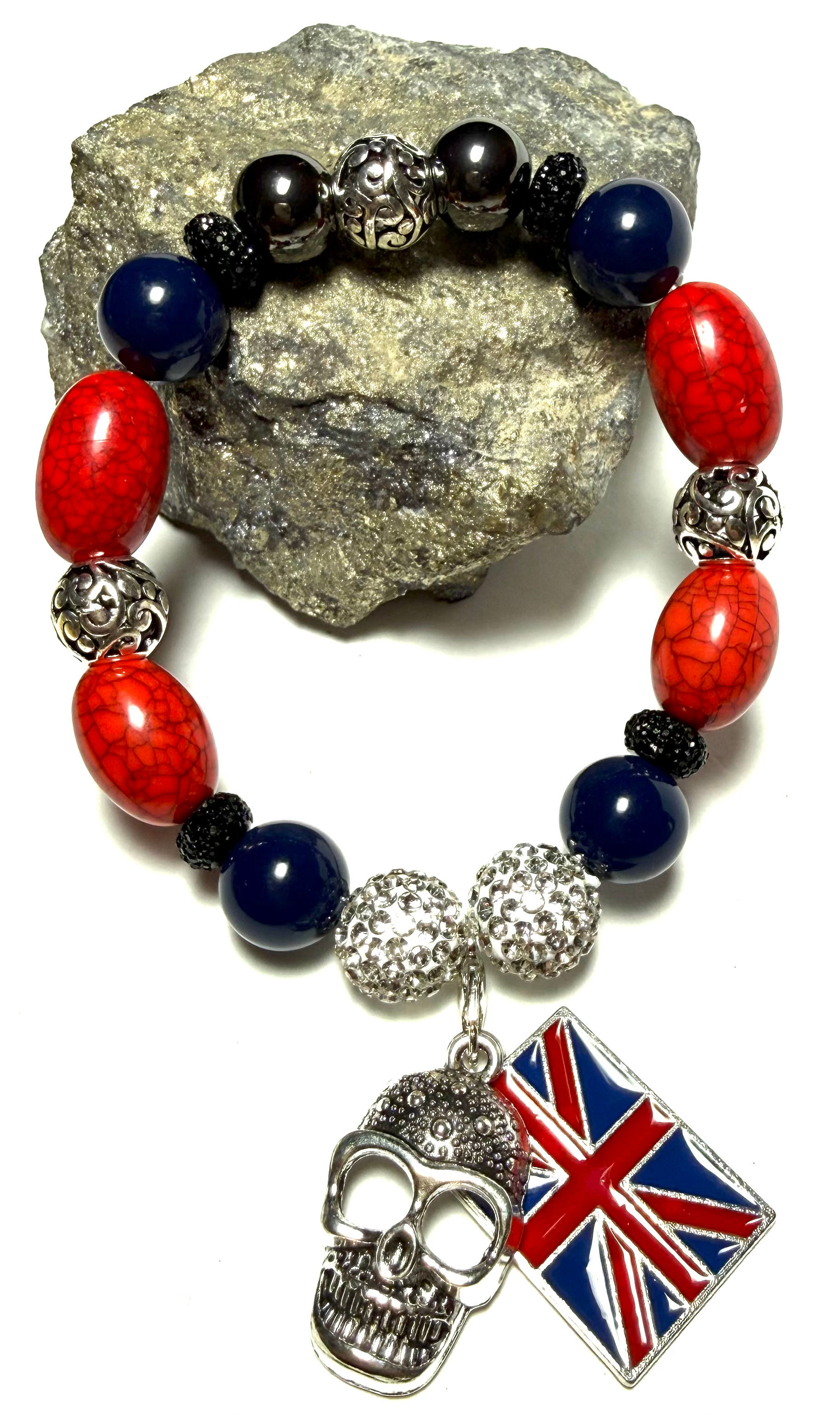Skull Dominion – Union Jack Rock Statement Bracelet