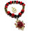 Thumbnail: Black and Red mixed beads  with Gold toned interchangeable charms