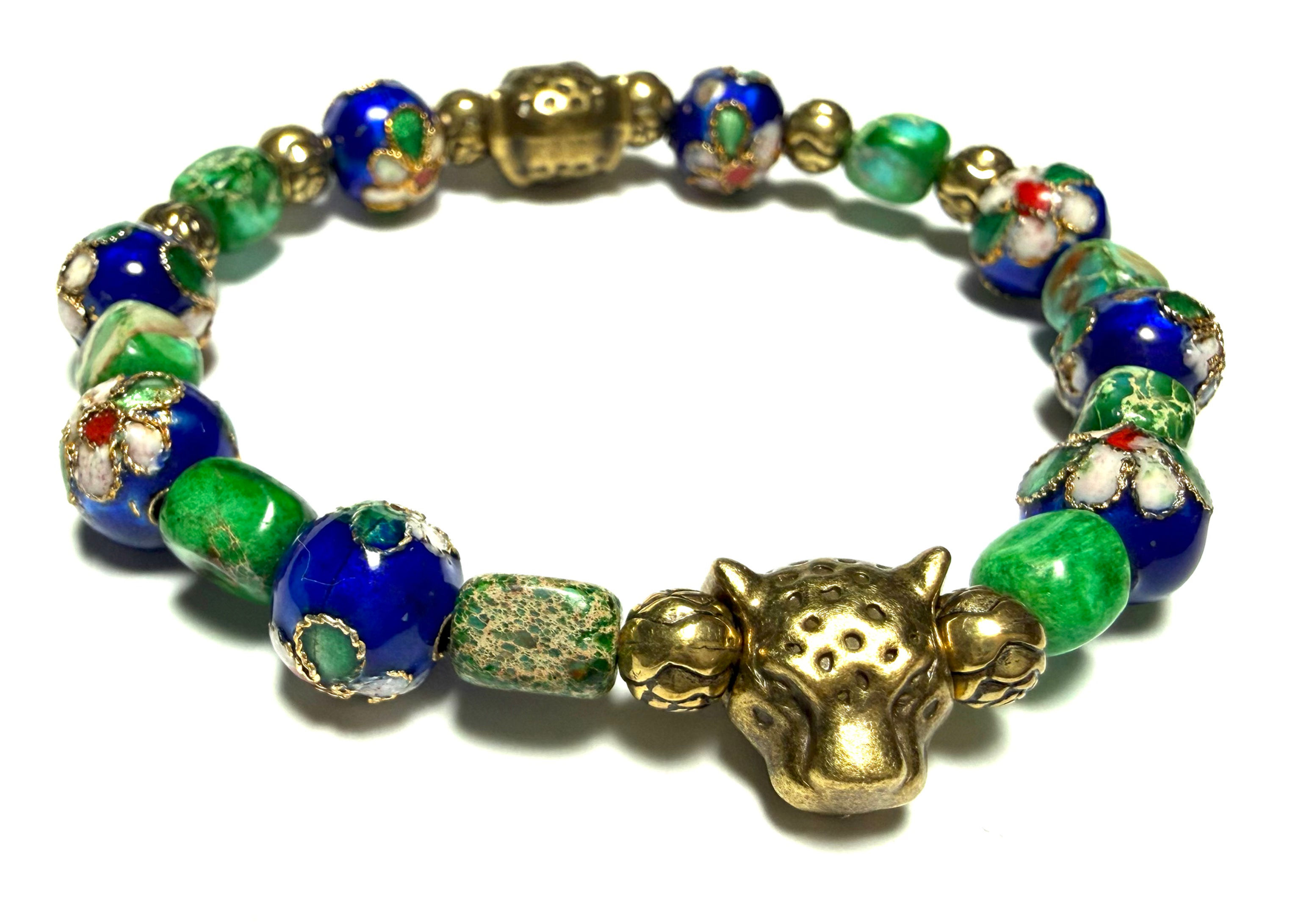 Cobalt Cloisonné Panther Bracelet
