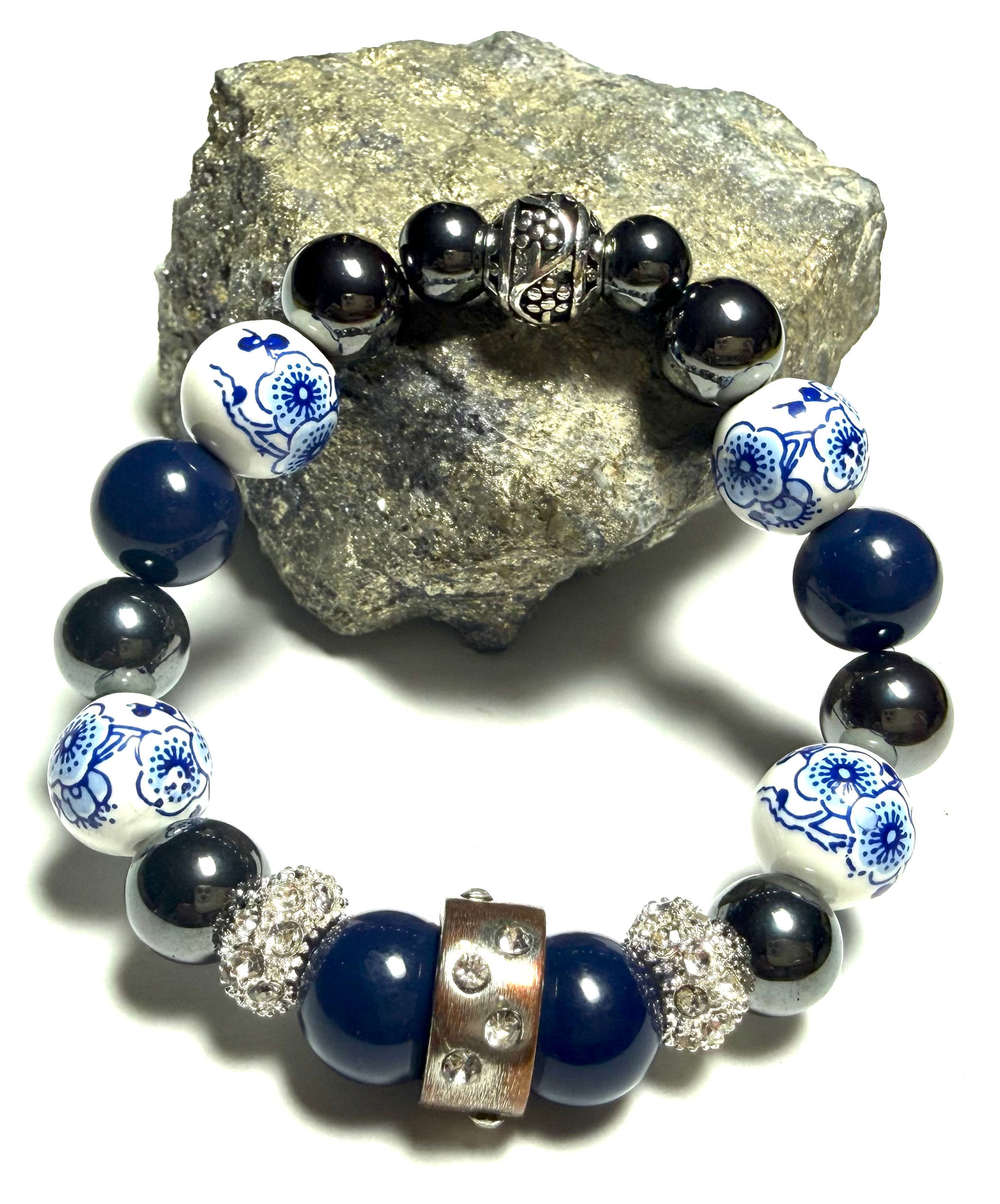 Vintage Blue Porcelain Rock Bracelet