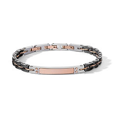 Bracciale uomo in acciaio, ceramica e pvd rosè della collezione Ceramik Comete Gioielli