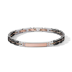 Bracciale uomo in acciaio, ceramica e pvd rosè della collezione Ceramik Comete Gioielli