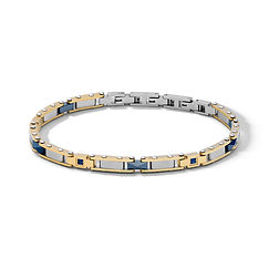 Bracciale uomo in Acciaio, ceramica blu, PVD giallo, zirconi blu della collezione Ceramik Comete Gioielli
