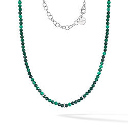 Girocollo uomo in Argento 925‰ rodiato, Malachite e Zirconi bianchi portafortuna collezione Gift and Colour Comete Gioielli