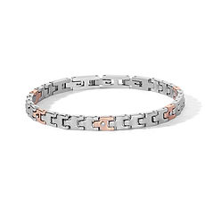 Armband aus Edelstahl, weiße Zirkonien und rosé PVD aus der Kollektion Suits Comete Schmuck