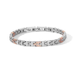 Armband in Staal, witte zirconia en rosé pvd van de Collectie Suits Comete Sieraden