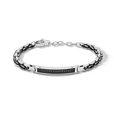 Herrenarmband aus Edelstahl, schwarzem PVD und schwarzen Zirkonia als Glücksbringer, Kollektion Black Gold Comete Schmuck