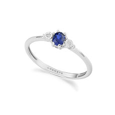 Anello in Oro bianco, Diamanti e Zaffiro Blu ricristallizzato della collezione Storia di Luce Colore Comete Gioielli