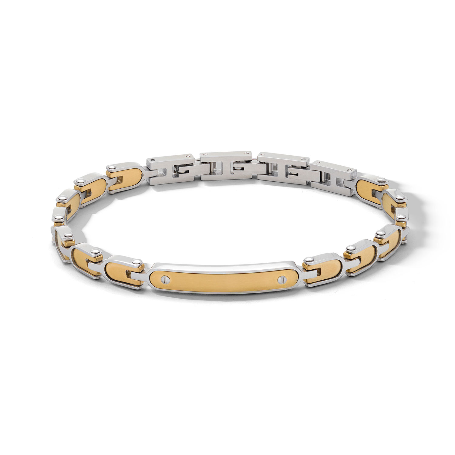 Bracciale uomo portafortuna  in acciaio e PVD giallo collezione Black Gold Comete Gioielli