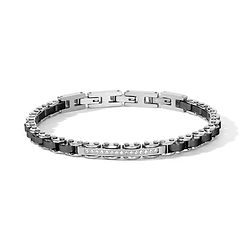 Bracciale uomo in acciaio, zirconi bianchi e ceramica della collezione Tyres