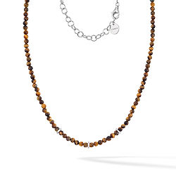 Girocollo uomo in Argento 925‰ rodiato, Occhio di tigre e zirconi bianchi collezione Gift and Colour Comete Gioielli