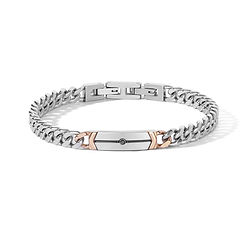Bracciale uomo in Acciaio, zircone nero, pvd rosè e smalto nero della collezione Zip Comete Gioielli