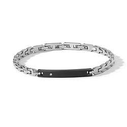 Bracciale uomo in Acciaio, pvd nero e diamante bianco collezione Diamond Label Comete Gioielli