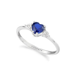 Anello cuore in Oro bianco, Diamanti e Zaffiro Blu ricristallizzato della collezione Storia di Luce Colore Comete Gioielli