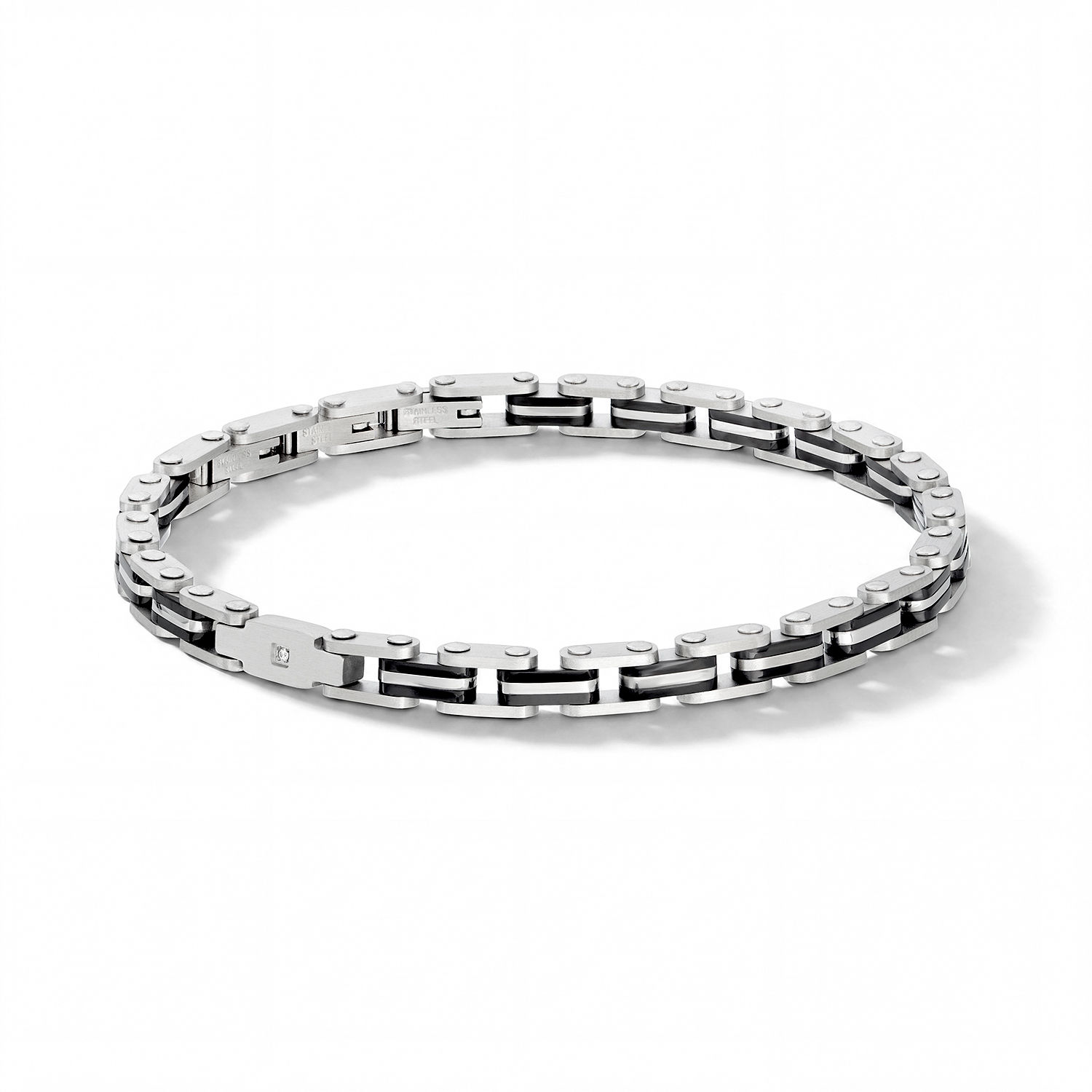 Bracciale in Acciaio, Pvd nero, Diamante bianco collezione Diamonds Label Comete Gioielli