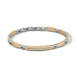 Bracciale uomo in Acciaio, Pvd giallo e zirconi bianchi portafortuna collezione Black Gold Comete Gioielli
