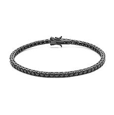 Bracciale tennis uomo e donna in Argento brunito 925‰ e Zirconi neri della collezione Tennis Comete Gioielli