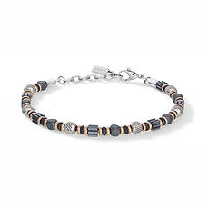 Bracciale uomo in Acciaio, Pvd rosè e nero, Ematite regalo portafortuna collezione Mineral Comete Gioielli