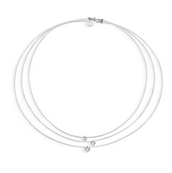 Girocollo nude in Oro bianco 375‰ con pendenti a cuore e diamanti della collezione Storia di Luce Diamanti di Comete Gioielli