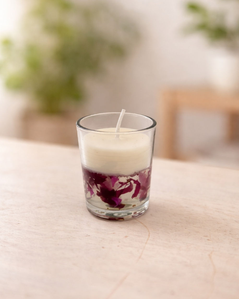 Shot Glass Rose Scented Candle with Gel Wax & Soy Wax by Opaline Aura