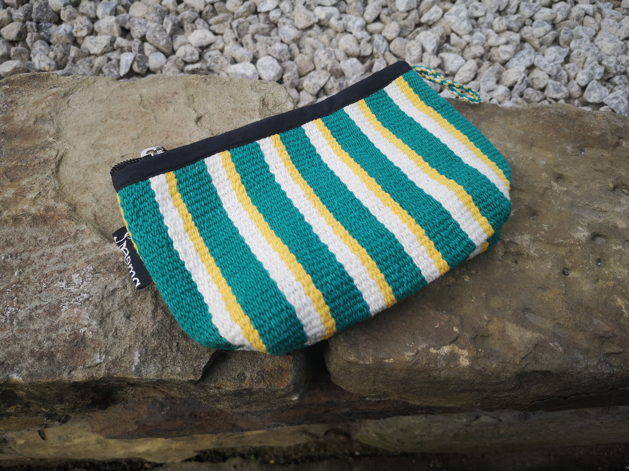 Small Pouch - Green & Yellow Stripe