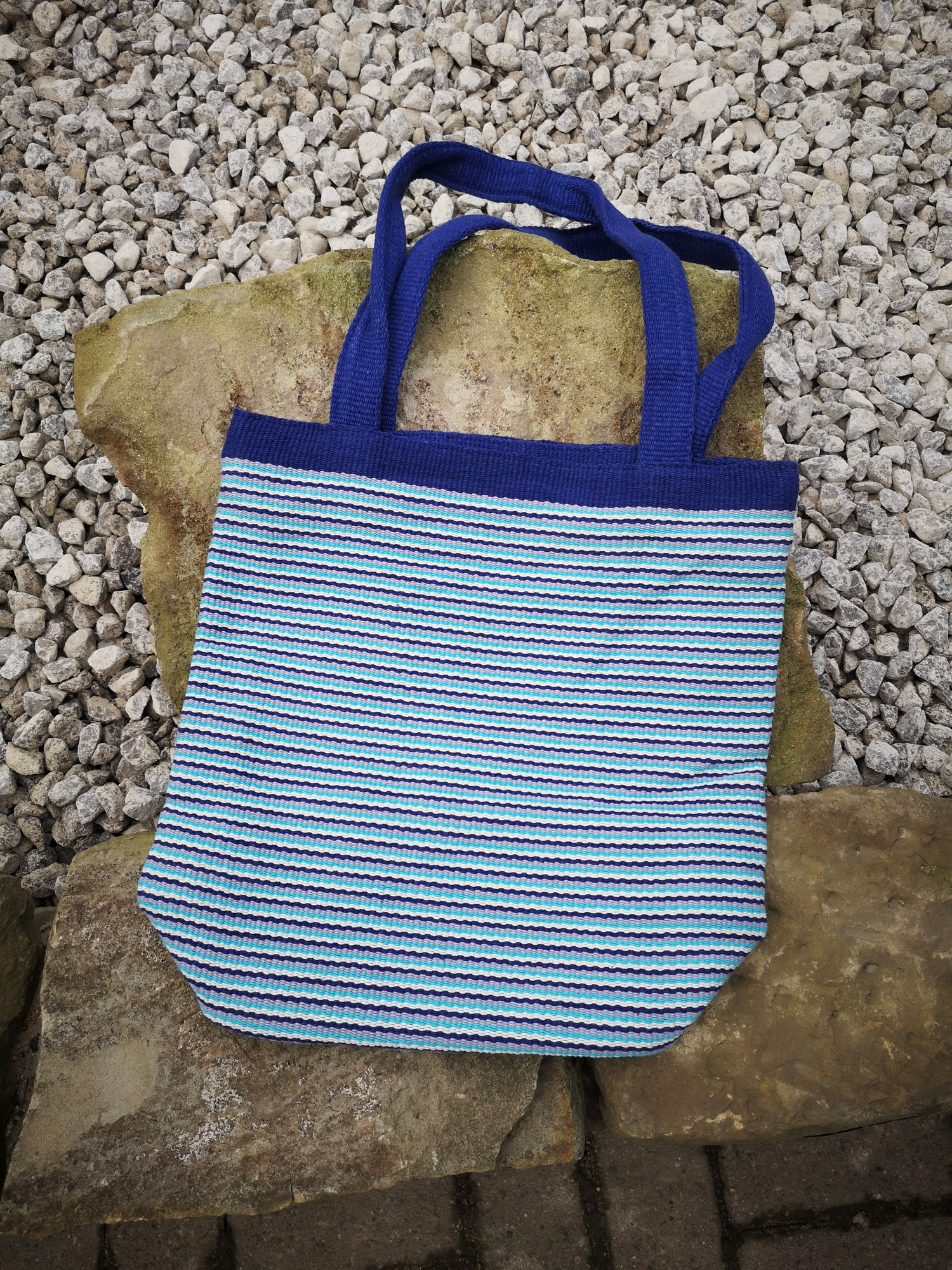 Medium Tote Bag : Blue Stripes