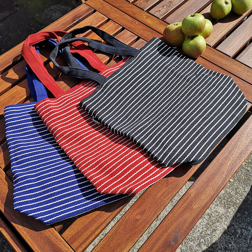 Thumbnail: Medium Tote Bag : Blue with White Stripe