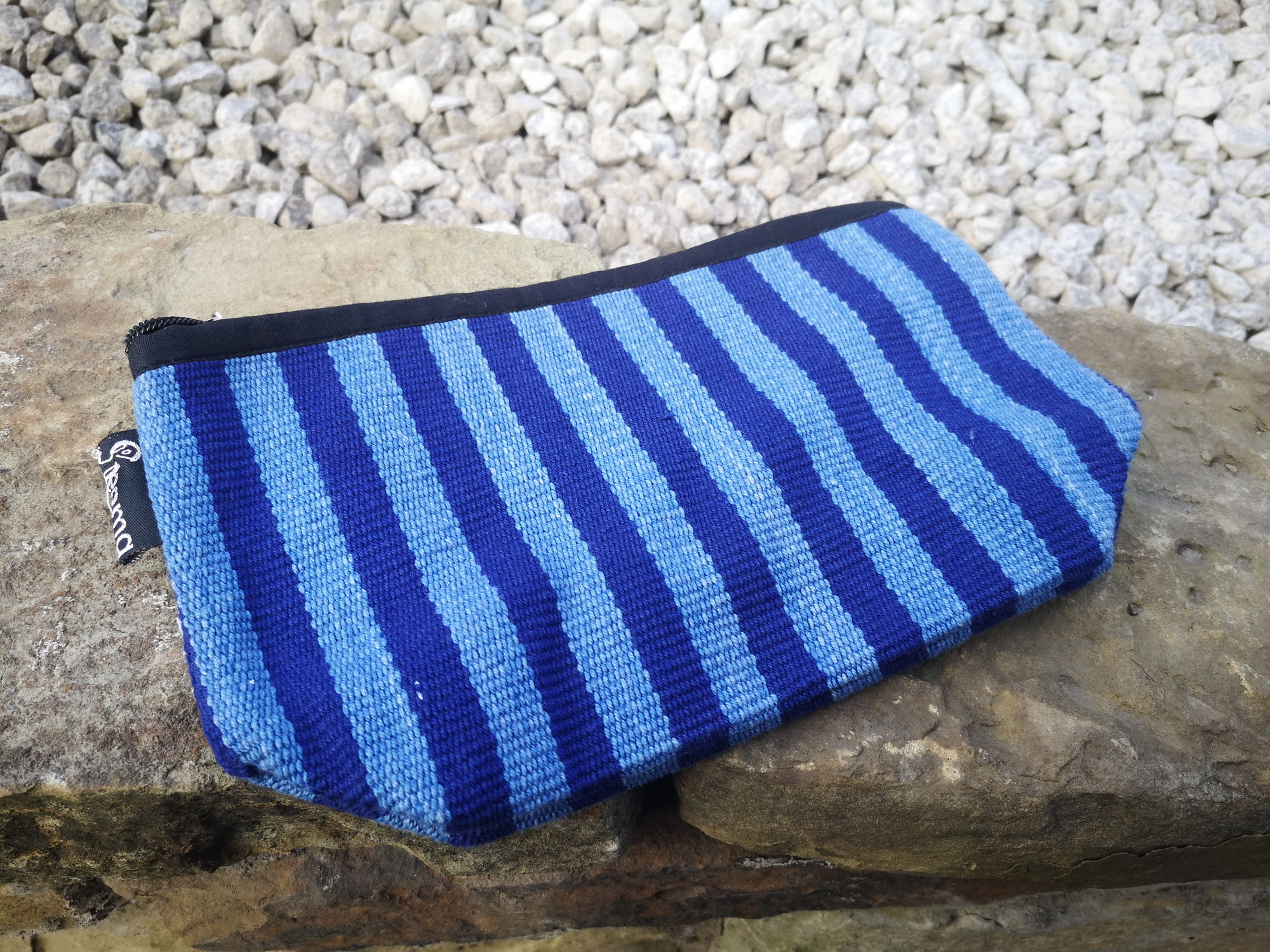 Medium Pouch - Blue & Light Blue Stripe