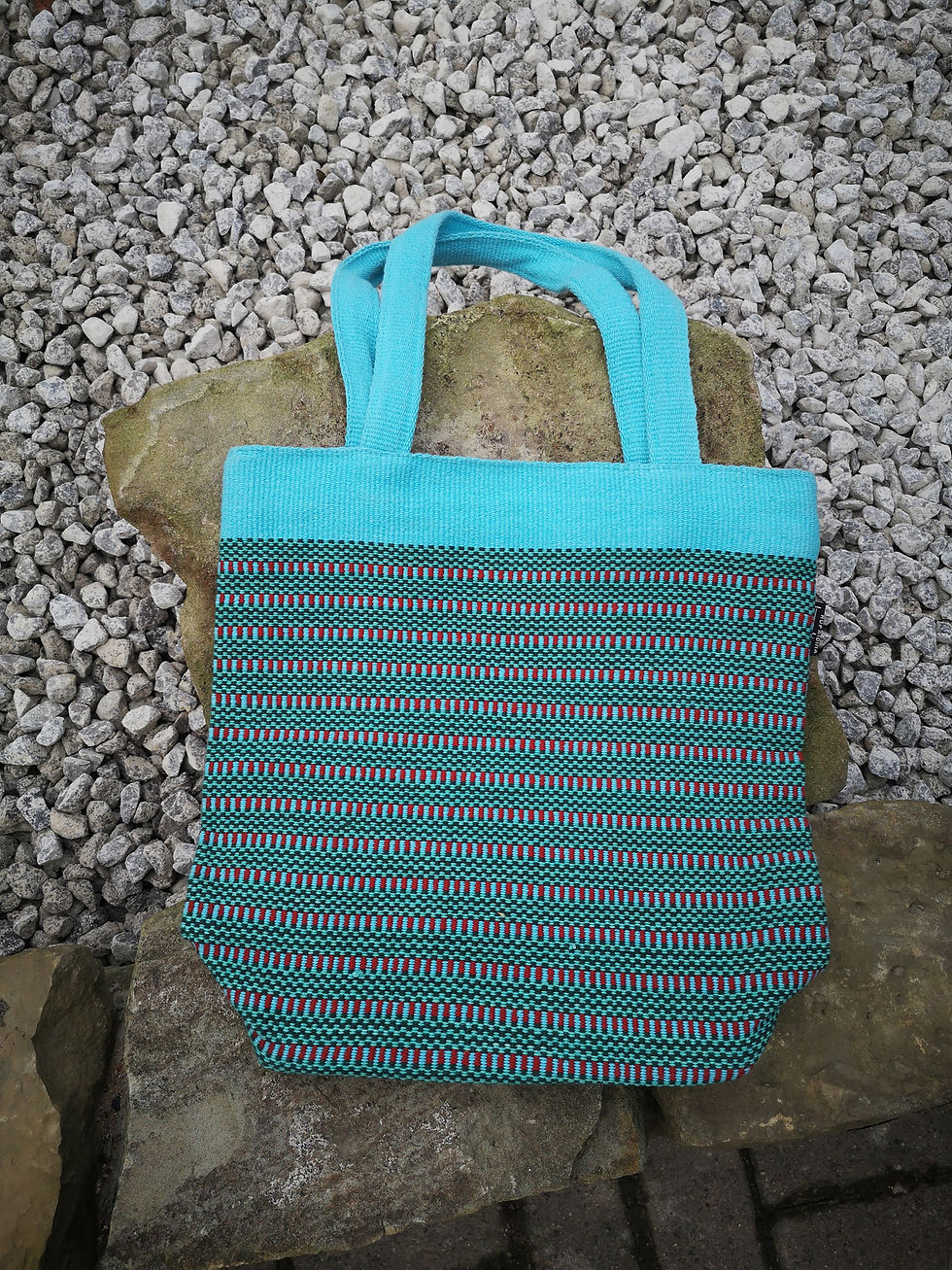 Medium Tote Bag : Turquoise & Red Check