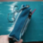Thumbnail: 'Passport' Bag - Retro Stripes Pale Blue Edge