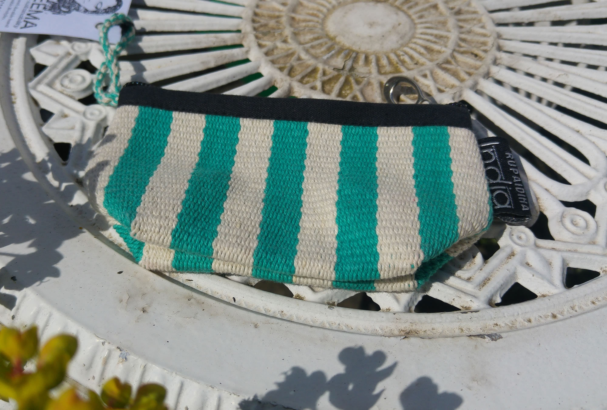 Mini Purse - Mint and White Stripes