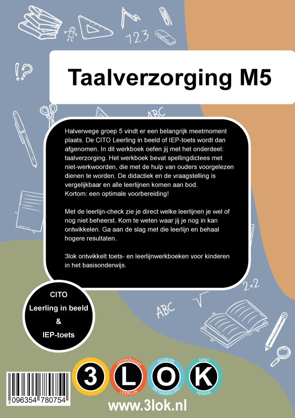 Thumbnail: Werkboek taalverzorging groep 5 met spelling en taalopdrachten voor Cito en IEP toets
