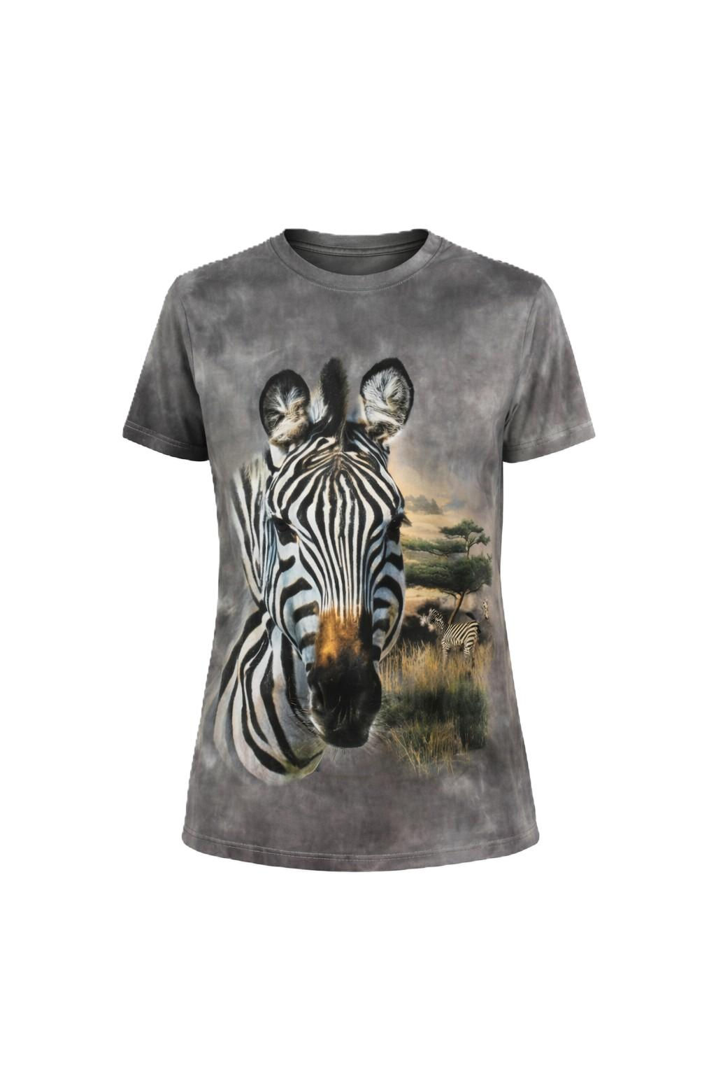 Wild Style Ladies 100% Cotton Cloud-Wash Tie Dye Zebra Graphic T-Shirt