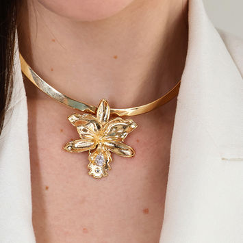 5441 - Aro do Conjunto Flor Orquídea (Brinco + Colar) (Esgotado)