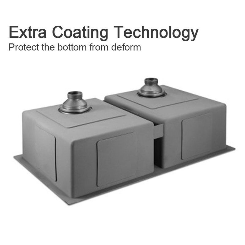 Thumbnail: HIGOLD 33" L Undermount Double Bowl 16 Gauge 304 Stainless Steel Kitchen Sink