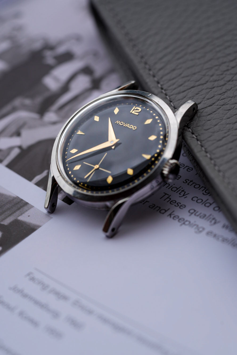 Movado black gilt dial Cal.75