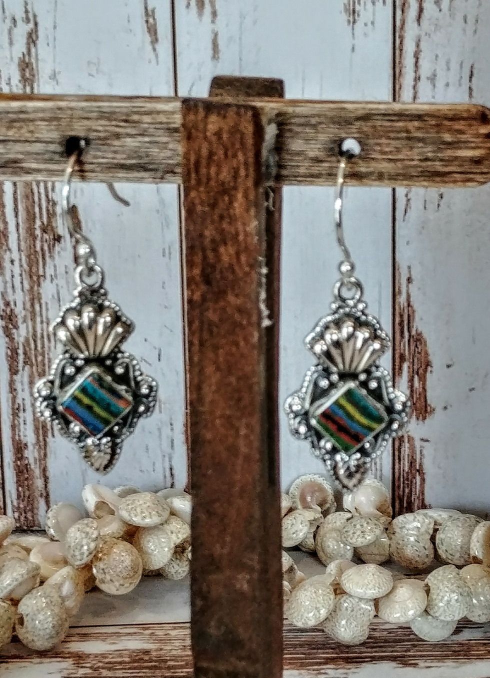 Thumbnail: Artisan Mosaic Calsilica Earrings