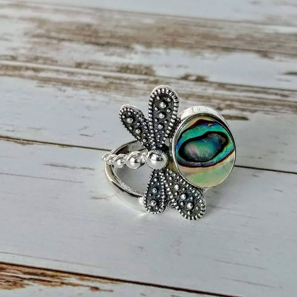 Thumbnail: Abalone Shell Dragonfly Ring