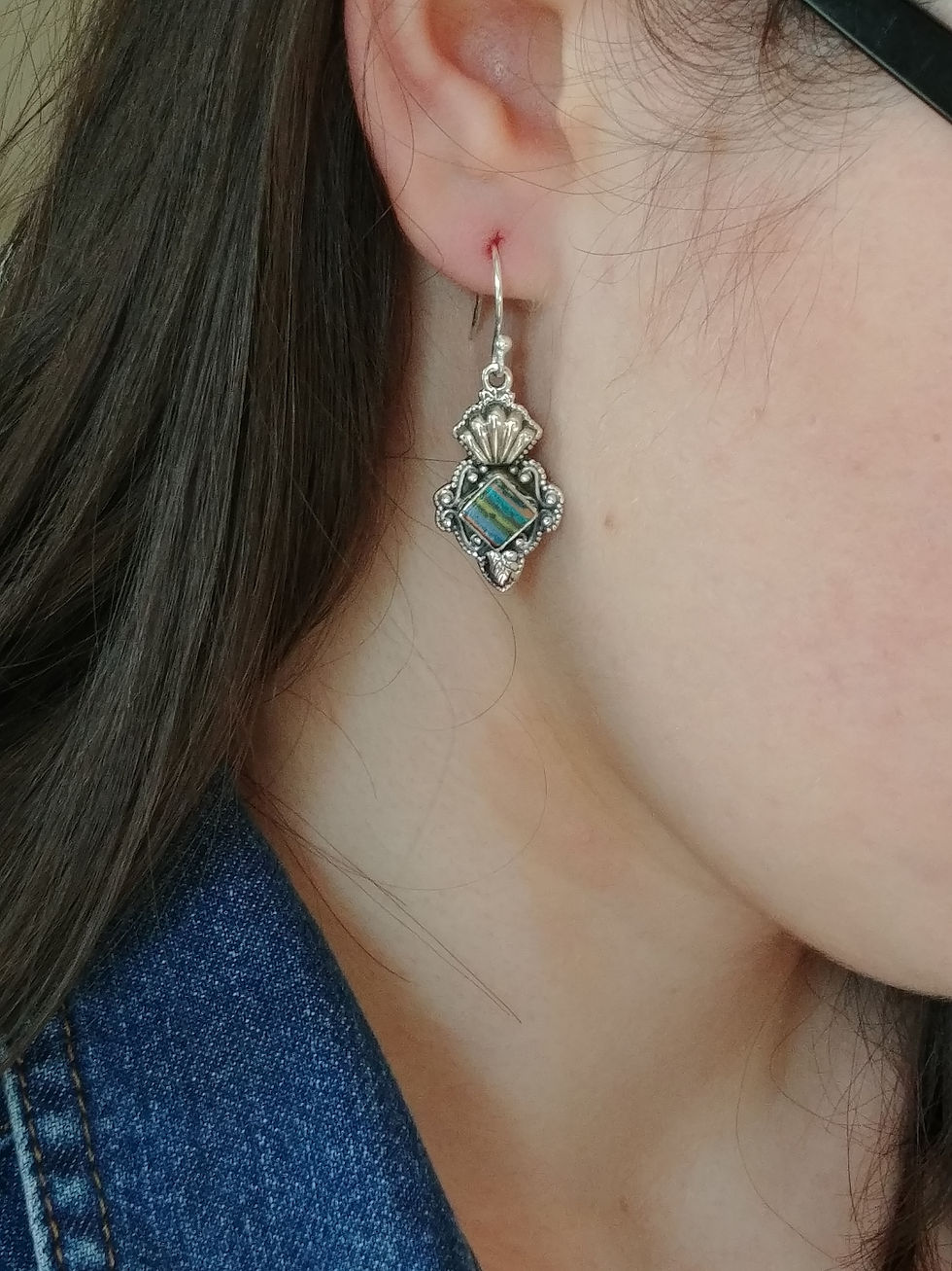 Thumbnail: Artisan Mosaic Calsilica Earrings