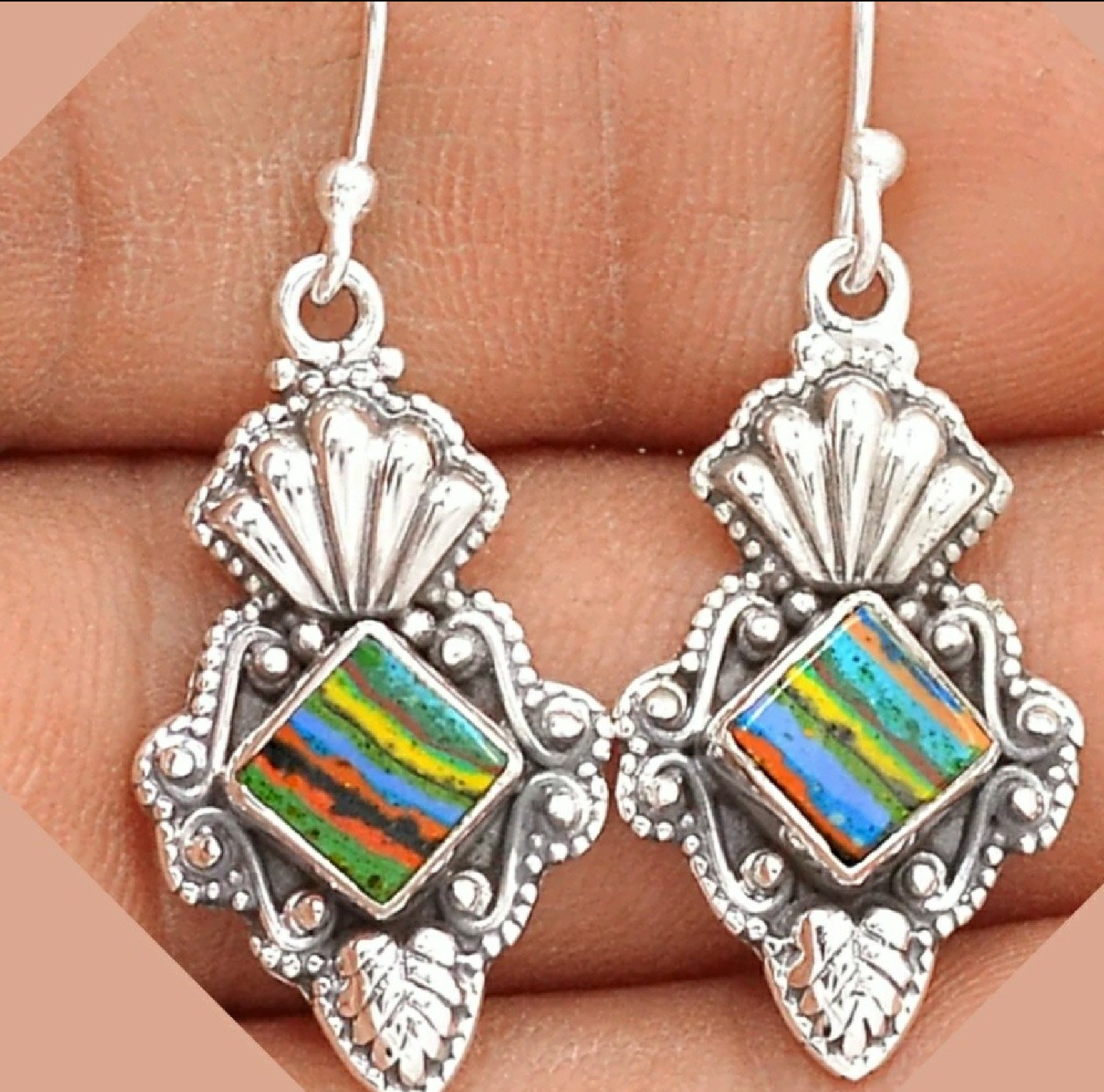 Artisan Mosaic Calsilica Earrings