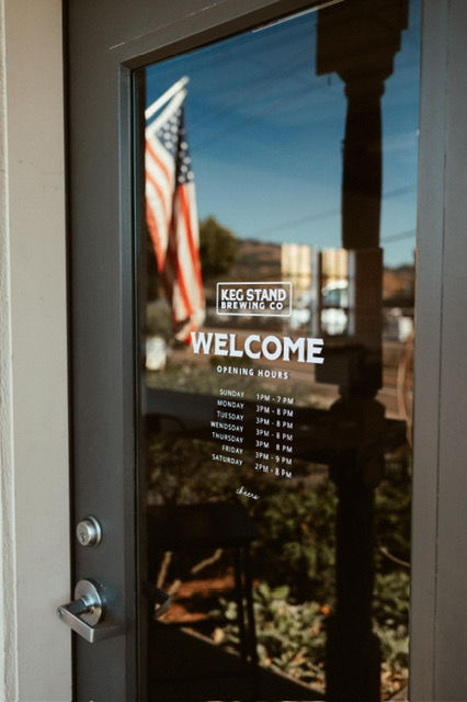 The Keg Stand front door.