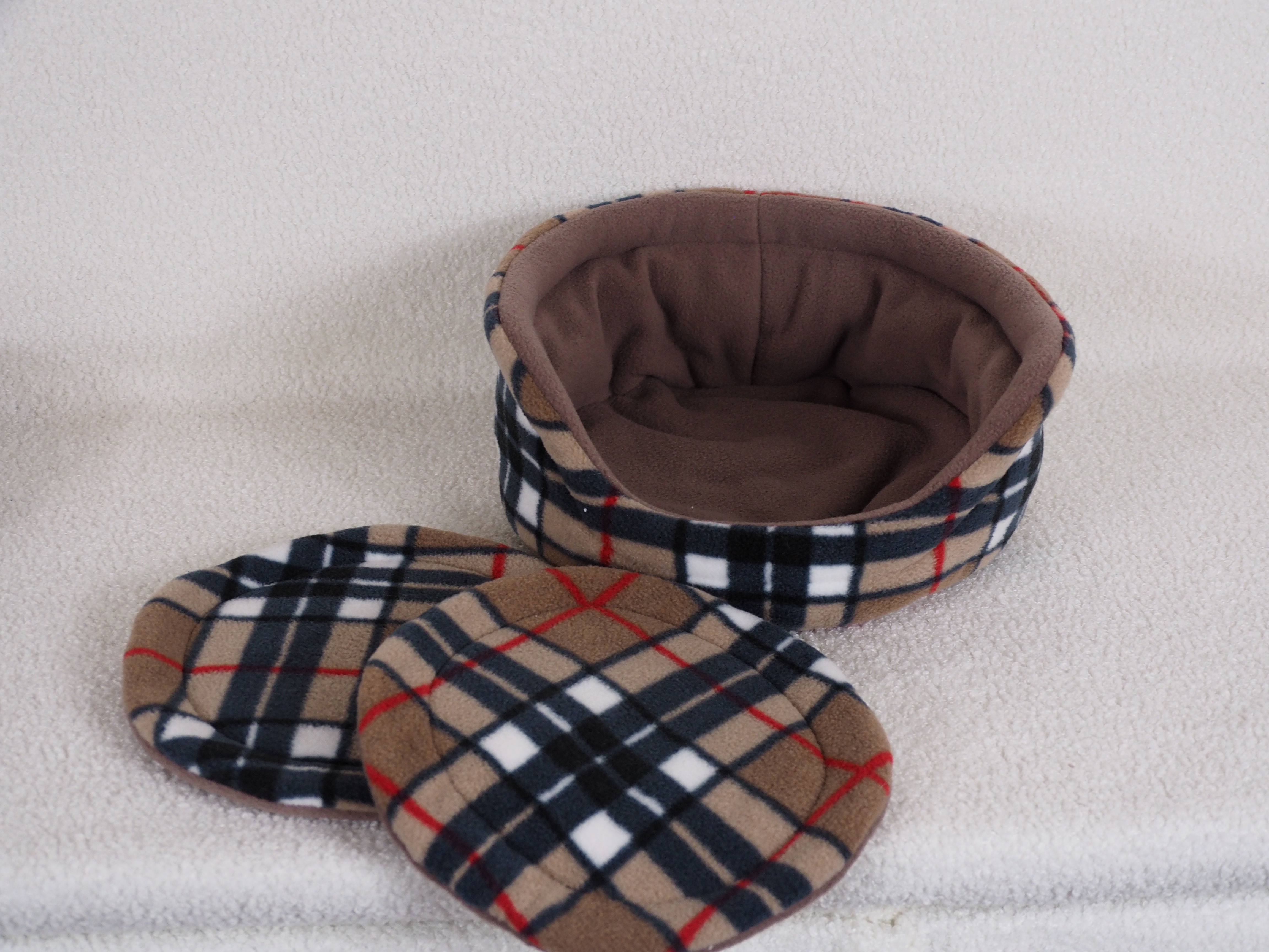 Brown Tartan Cuddle Cup Bed