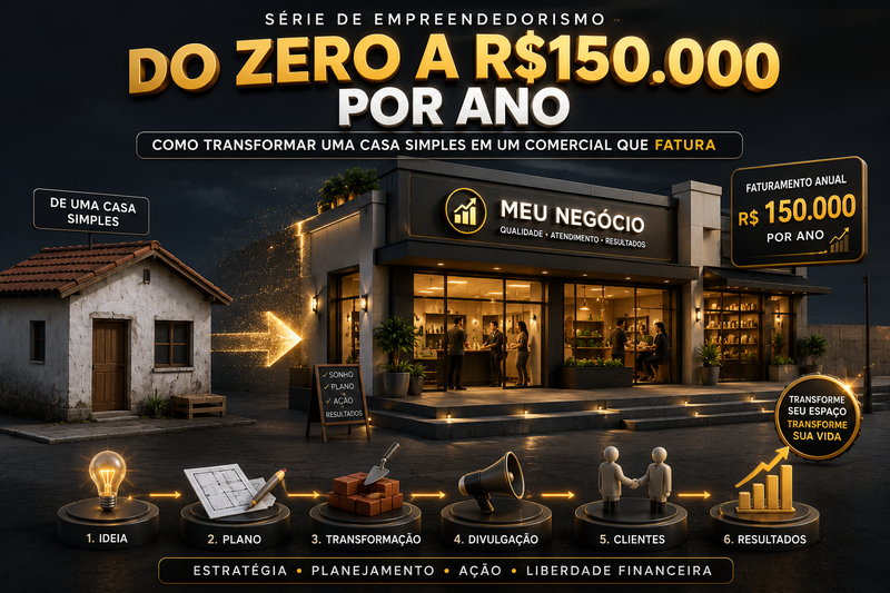  do zero a  150.000 em 12 meses  
“Da Casa ao Negócio. Uma série criada para provar que você não precisa ser dono de imóvel para faturar alto